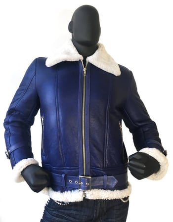 G-Gator Cobalt Blue Genuine Sheepskin Aviator Bomber Jacket 6300.