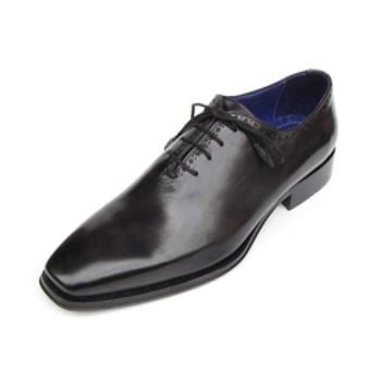 Paul Parkman 025 Black Genuine Leather Whole-Cut Oxford Shoes