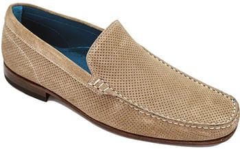 Belvedere "Diego" Havana All-Over Genuine Perforated Suede Slip-on Moccasins