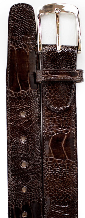 Belvedere ''2000'' Brown All-Over Genuine Ostrich Leg Belt