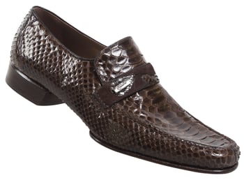 Mauri "3736" Maculated Genuine Python / Sport Rust Suede Loafer Shoes