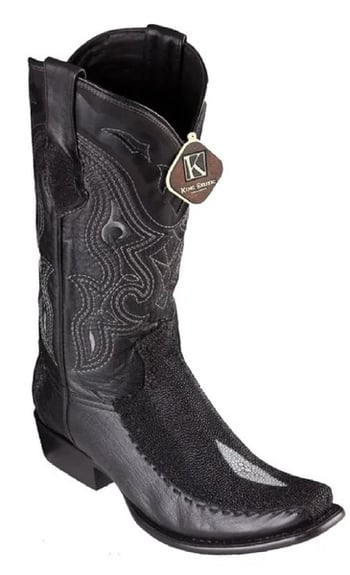 King Exotic Black Genuine Stingray Leather Dubai Square Toe Cowboy Boots 479F1205