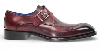 Emilio Franco Bernardo Burgundy Leather Monk Strap Silver Hardware Made in Italy