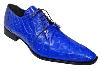 Mauri 53156 Electric Blue Genuine All-Over Alligator Belly Skin Shoes