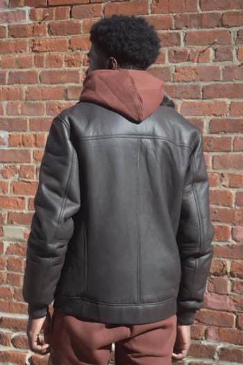 G-Gator 5200 Brown Sheepskin Jacket Mink Collar Leather Cuffs Outerwear