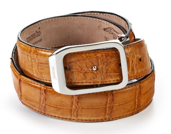 Mauri "0100/35" Chestnut Genuine Body Alligator Hand Painted Belt.