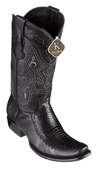 King Exotic Black Genuine Teju Lizard Dubai Square Toe Cowboy Boots 479F0705