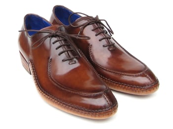 Paul Parkman Brown Genuine Leather Men's Side Handsewn Split-toe Oxford Dress Shoes 054-BRW