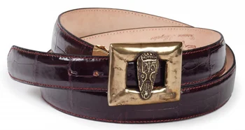 Mauri Burgundy Genuine Body Alligator Belt With Buckle AB48.