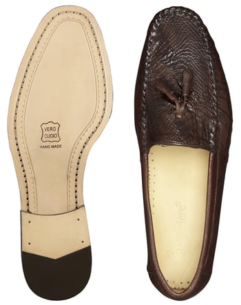Belvedere Bari Men's Brown Genuine Alligator & Ostrich Tassel Loafer R11