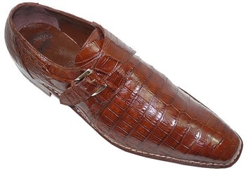 Mauri 1172 Light Sport Rust All-Over Genuine Baby Crocodile Shoes With Monk Strap On Front