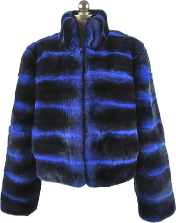 Winter Fur Ladies Royal Blue Genuine Full Skin Rabbit Bomber Jacket W18S03RB.