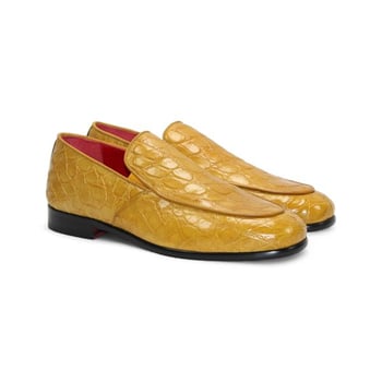 Fennix Italy Easton Mustard Genuine Alligator Loafer Lambskin-Lined Handcrafted Italian Shoe