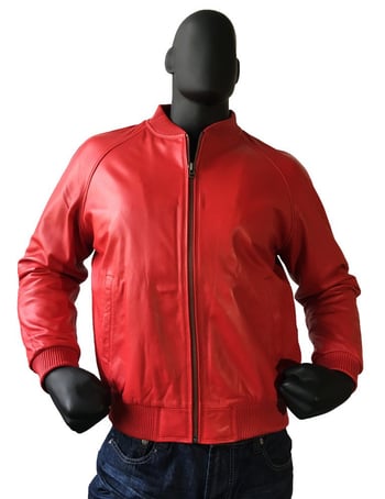G-Gator 1051 Men's Red Genuine Lambskin Varsity Bomber Jacket