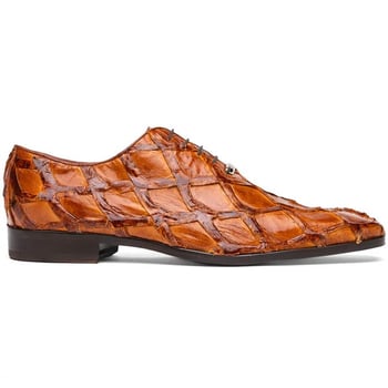 Marco Di Milano "Criss" Cognac Fully Wrapped Genuine Pirarucu Dress Shoes