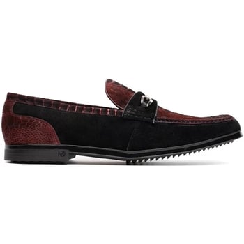 Marco Di Milano "Hugo" Wine / Black Genuine Sueded Ostrich Leg Loafer