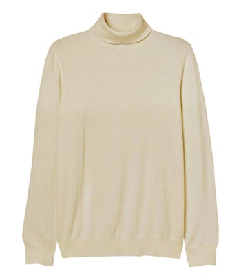 Bagazio Cream Cotton Blend Modern Fit Turtleneck Sweater Shirt BM2102