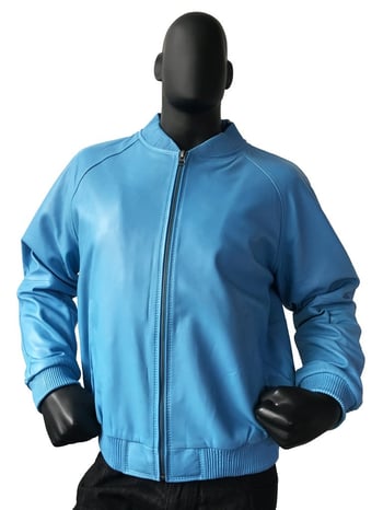 G-Gator Baby Blue Genuine Lambskin Leather Baseball Varsity Bomber Jacket 1051.