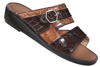 Mauri  "1694/2" Dark Brown / Cognac Genuine Alligator Hand Painted Platform Sandals