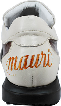 Mauri 8814 Caramel / Cream Genuine Alligator / Ostrich Nappa Leather Sneakers With Silver Mauri Alligator Head