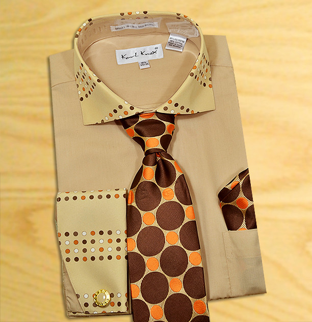 karl knox dress shirts Karl Knox Dress Shirt Cream Size 34/35 Single-Needle Tailoring Cotton/Poly