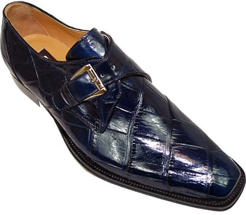 Mauri 514 Navy Genuine Genuine Alligator Monk Strap Shoes