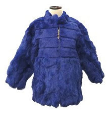 Winter Fur Kids' Royal Blue Genuine Rex Rabbit Stroller K08Q01RB.