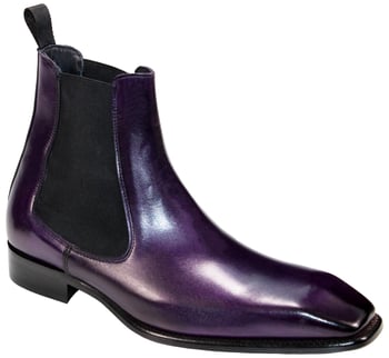 Duca Di Matiste "Empoli" Purple Genuine Italian Calfskin Ankle Boots.