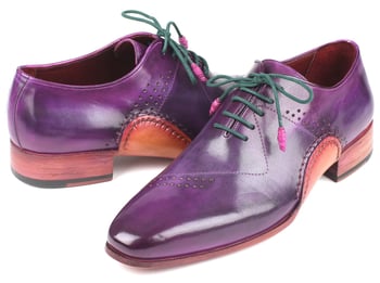 Paul Parkman ''OPK66KD" Purple Genuine Leather Opanka Stitched Oxfords Shoes.