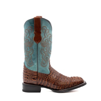 Ferrini Sport Rust Crocodile Print Leather Square Toe Cowboy Boots 40493-23