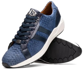 Marco Di Milano "Verona" Navy Genuine Python And Calfskin Fashion Sneaker