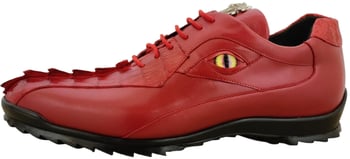 LA Exotics "Dino" Red Crocodile Tail / Lambskin Sneakers With Eyes ZC090112