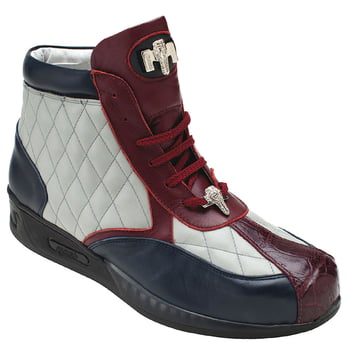 Mauri "Savvy" M781 Wonder Blue / Acre Raindrops / Ruby Red Genuine Baby Crocodile / Nappa Leather Sneakers