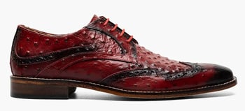 Stacy Adams "Gennaro" Red Leather Ostrich Print Wingtip Derby Shoes 25537-600