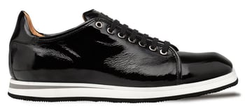 Mezlan Cartuja 21153 Black Shiny Calf Leather Men's Handmade Sneakers.