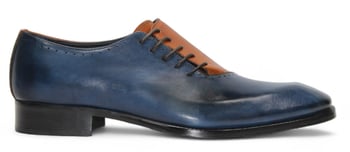 Duca Di Matiste Veroli Navy / Brandy Genuine Italian Calf Crocodile Oxford Shoes