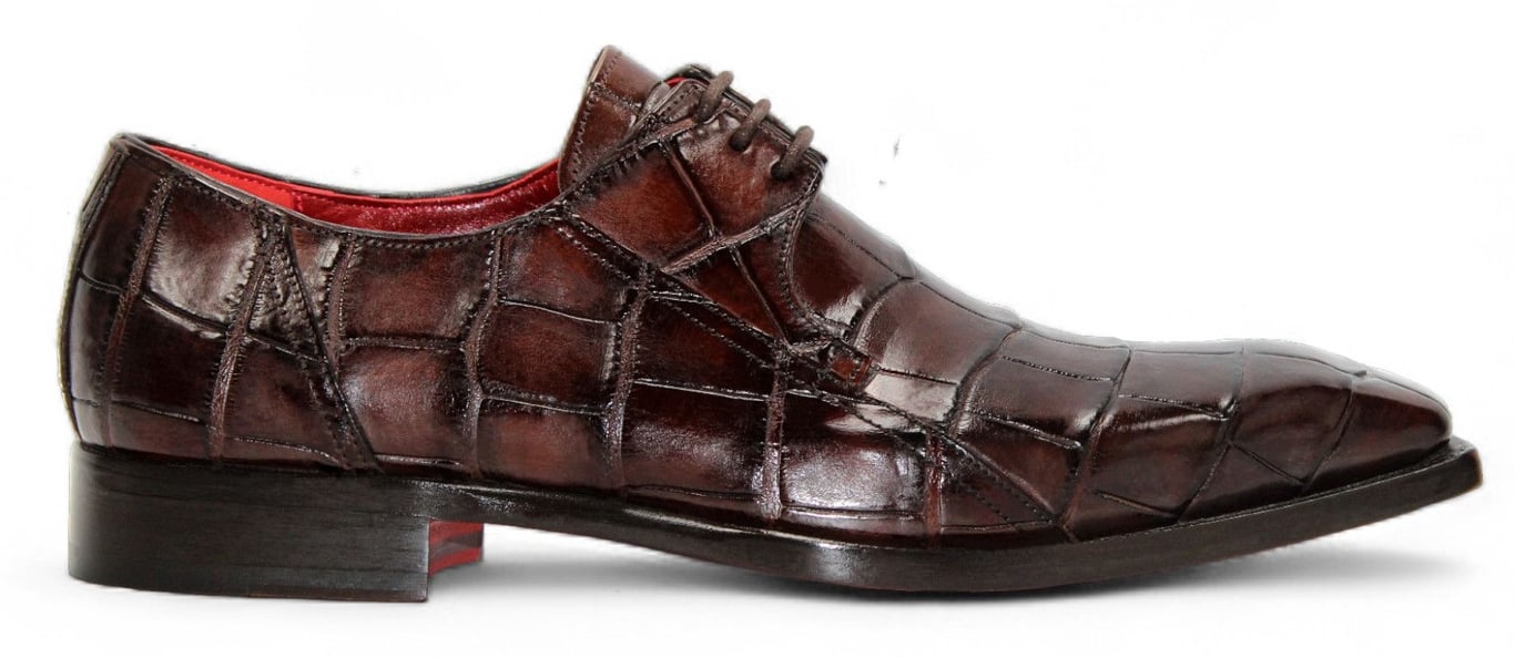 chinese dress ladies Light Brown Crocodile Belly Leather Oxford Shoes for Men | Alligator Skin Dress Party Shoes main image 1