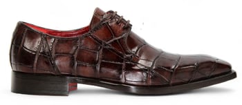 Fennix Italy Logan Chocolate Genuine Alligator Derby Shoes with Buttersoft Lambskin Lining
