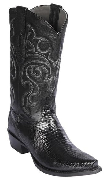 Los Altos Black Genuine  Teju Lizard Snip Toe Cowboy Boots 940705