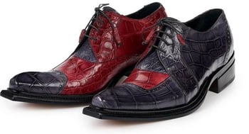 Mauri Red / Charcoal Grey Genuine All Over Alligator Oxford Shoes.