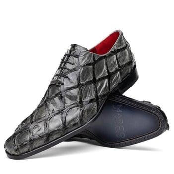 Marco Di Milano "Criss" Grey Fully Wrapped Genuine Pirarucu Dress Shoes