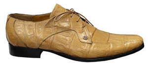 Mauri "M757" Camel All-Over Genuine Crocodile Lace-up Shoes.