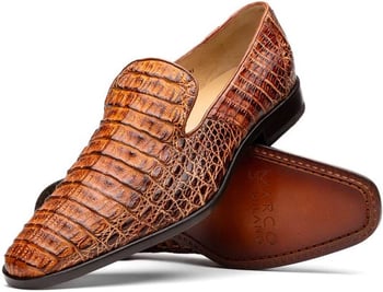 Marco Di Milano "Trento" Rustic Cognac Genuine Caiman Crocodile Slip On