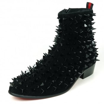 Fiesso Black Suede Black Spikes Boot FI7527.