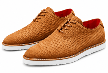 Tayno Wager Camel Python-Embossed Vegan Suede Oxford Sneakers