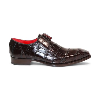 Fennix Italy "Logan" Chocolate Genuine Alligator Lace-Up Dress Shoes.