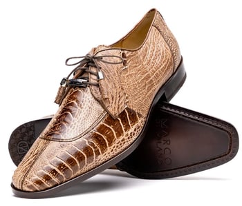 Marco Di Milano Belice Rustic Orix Genuine Ostrich Leg Lace-Up Oxford Dress Shoes