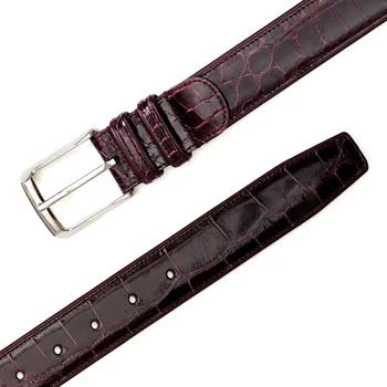 Mezlan Burgundy Genuine Alligator Belt AO7907.