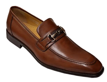 Calzoleria Toscana Mahogany Genuine Leather Loafer Shoes With Bracelet 2593