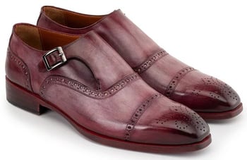Paul Parkman 65BUR28 Burgundy Genuine Leather Cap Toe Monkstrap Shoes